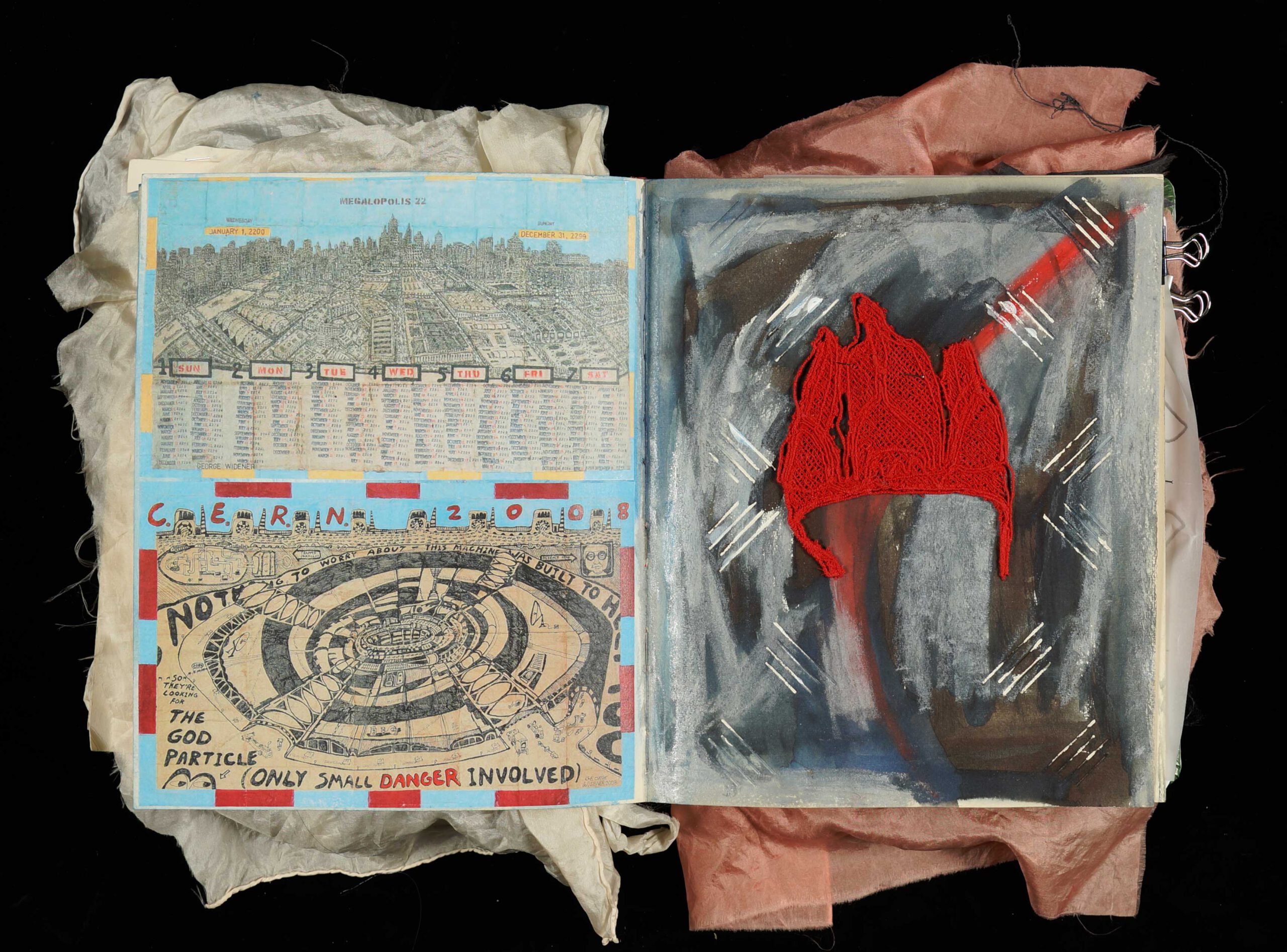 Sketch Book with embroidery inspired by art brut artist George Widener.