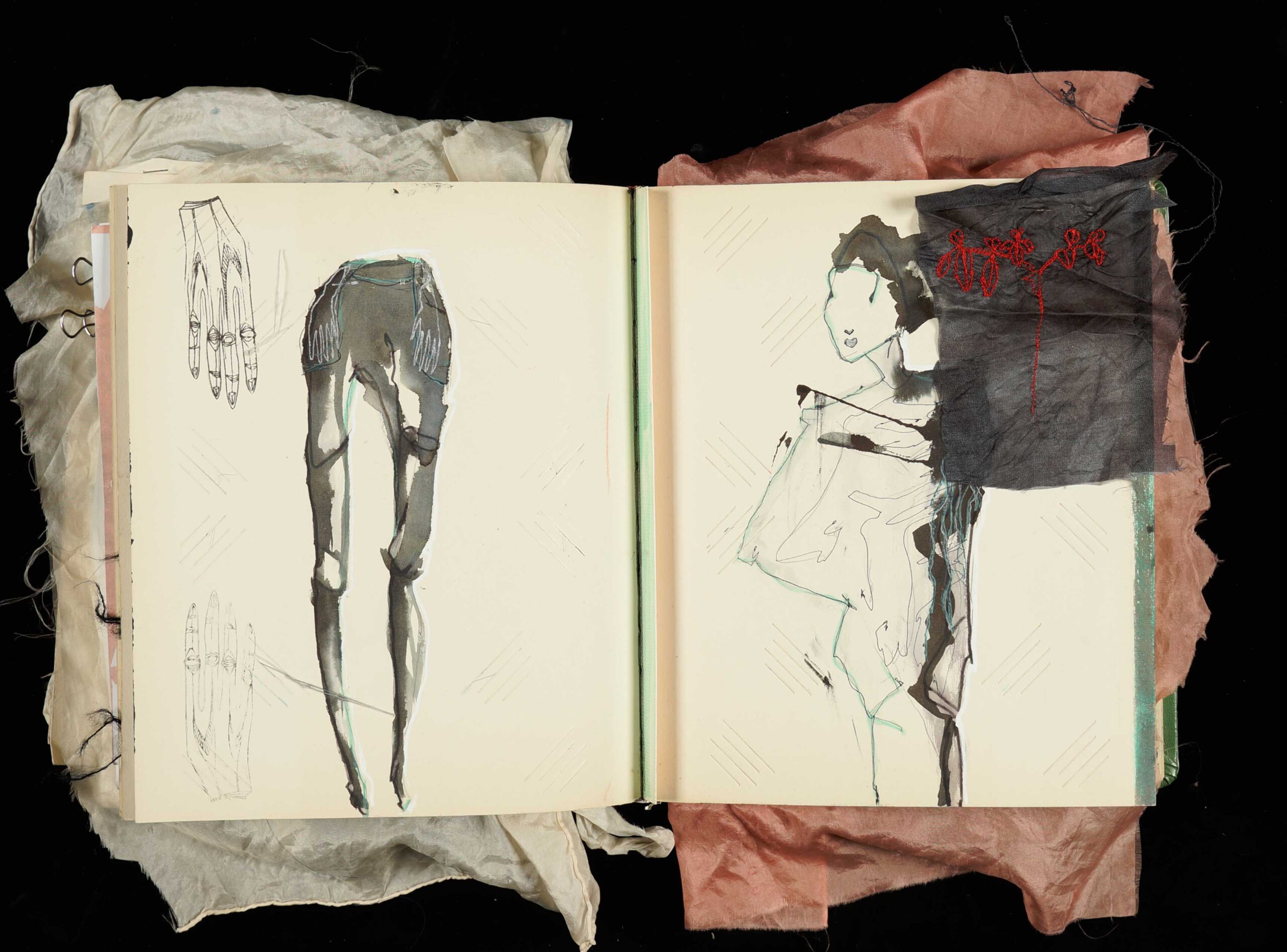 Fashion illsutartion in a sketch book.