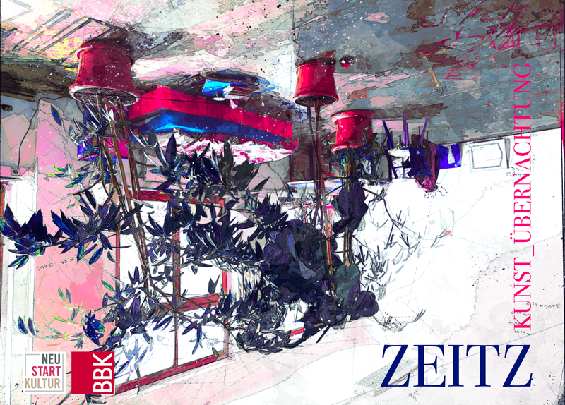 Zimmer auf dem Kopf stehend in pink und blau