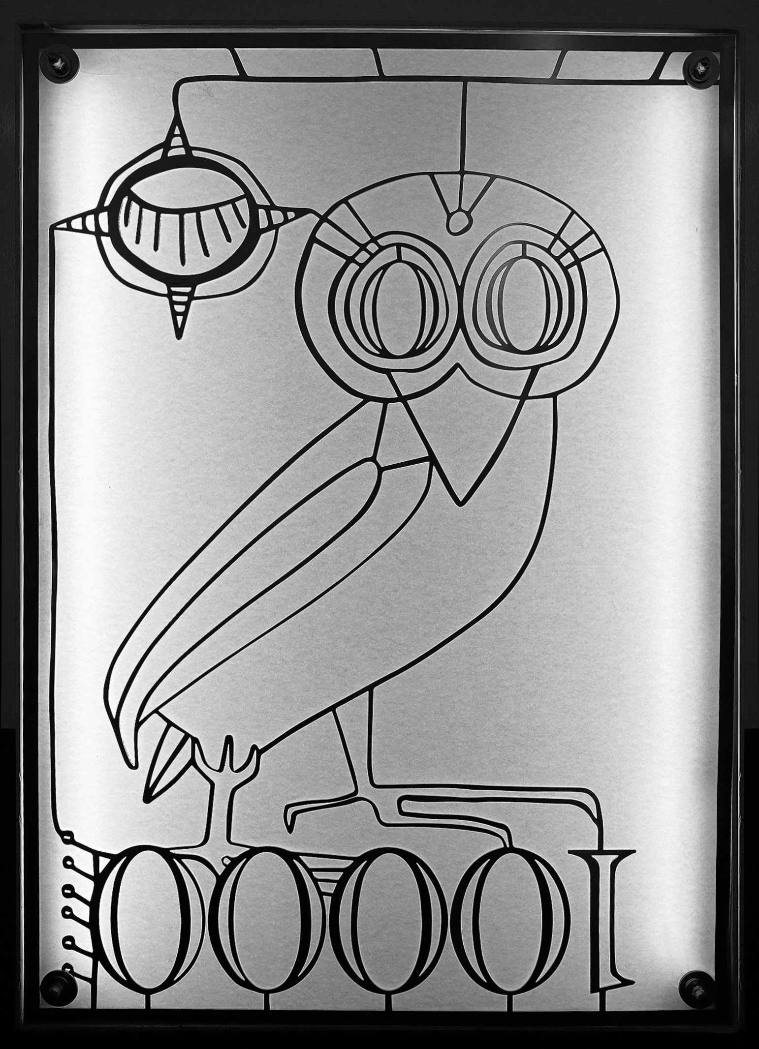 Eule im Leuchtkasten