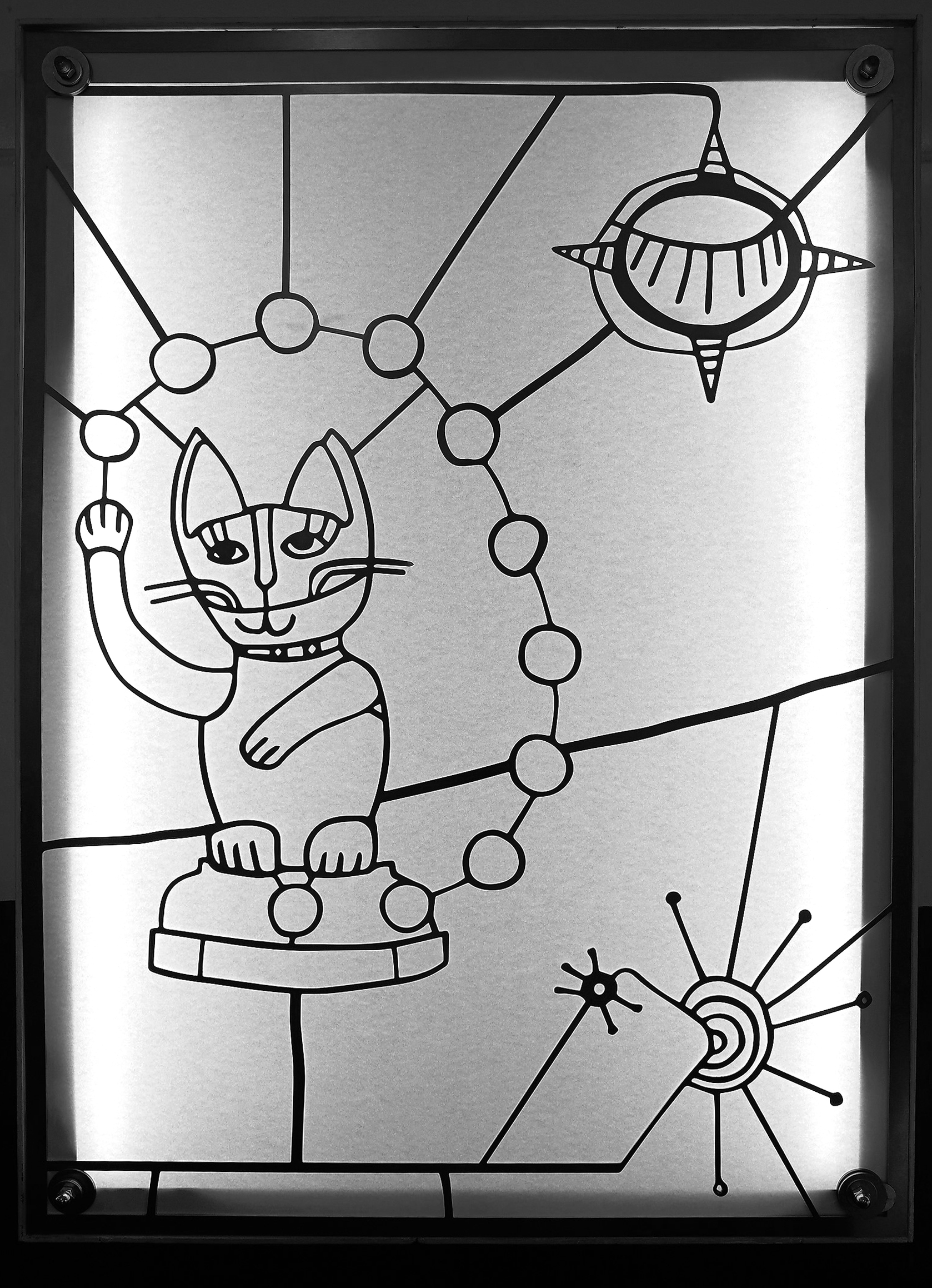 Glückskatze in einem Leuchtkasten bei der Digitalmesse re:publica 2023