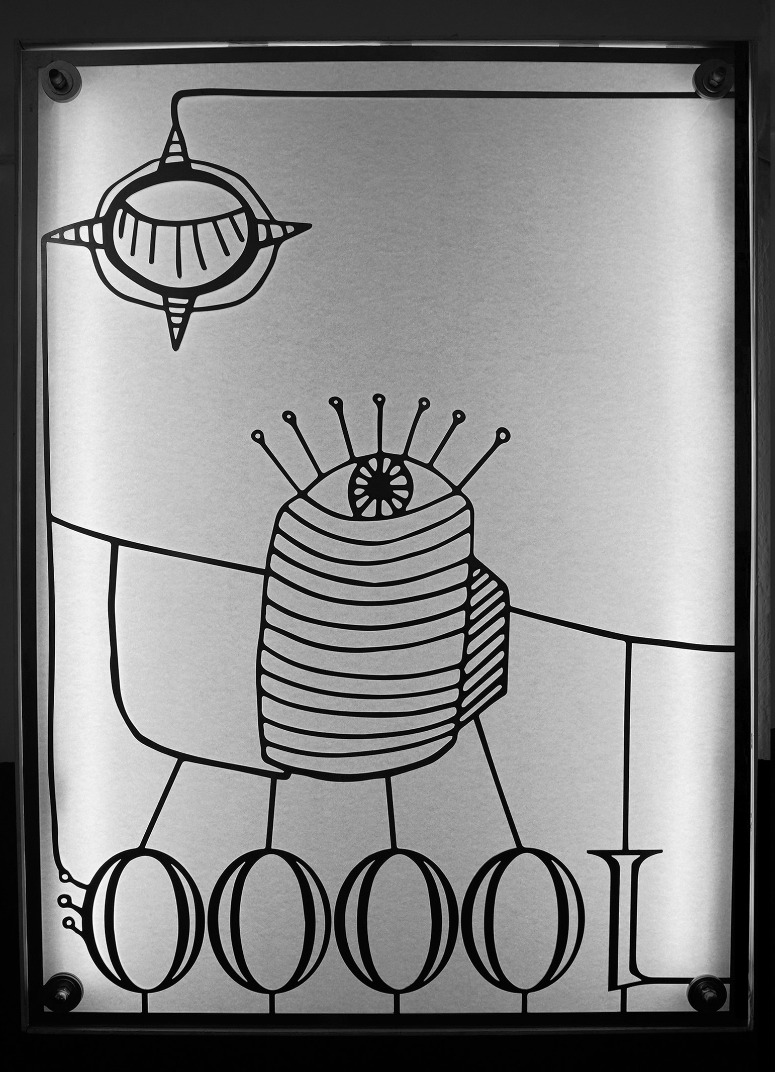 Kuenstlerischer Geldschein in einem Leuchtkasten bei der Digitalmesse re:publica 2023