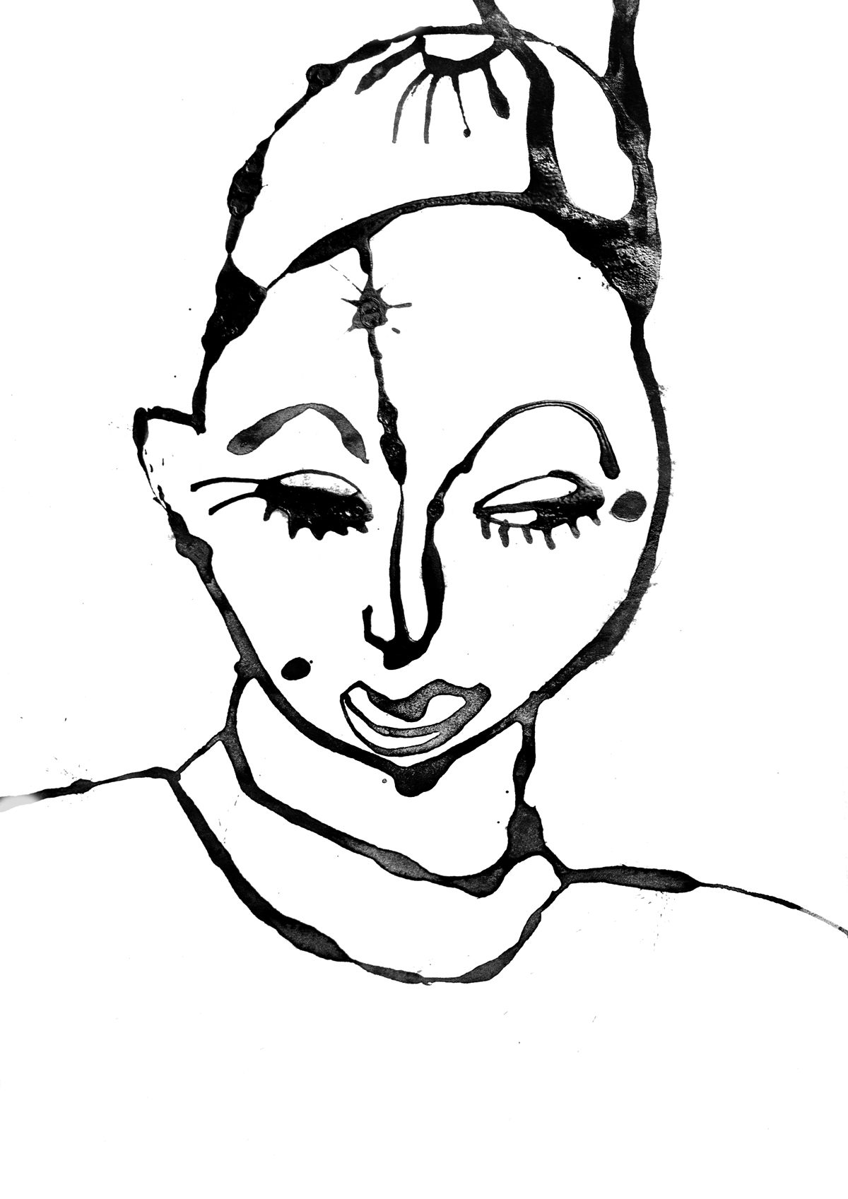 Abstrakte Portrait-Tuschezeichnung