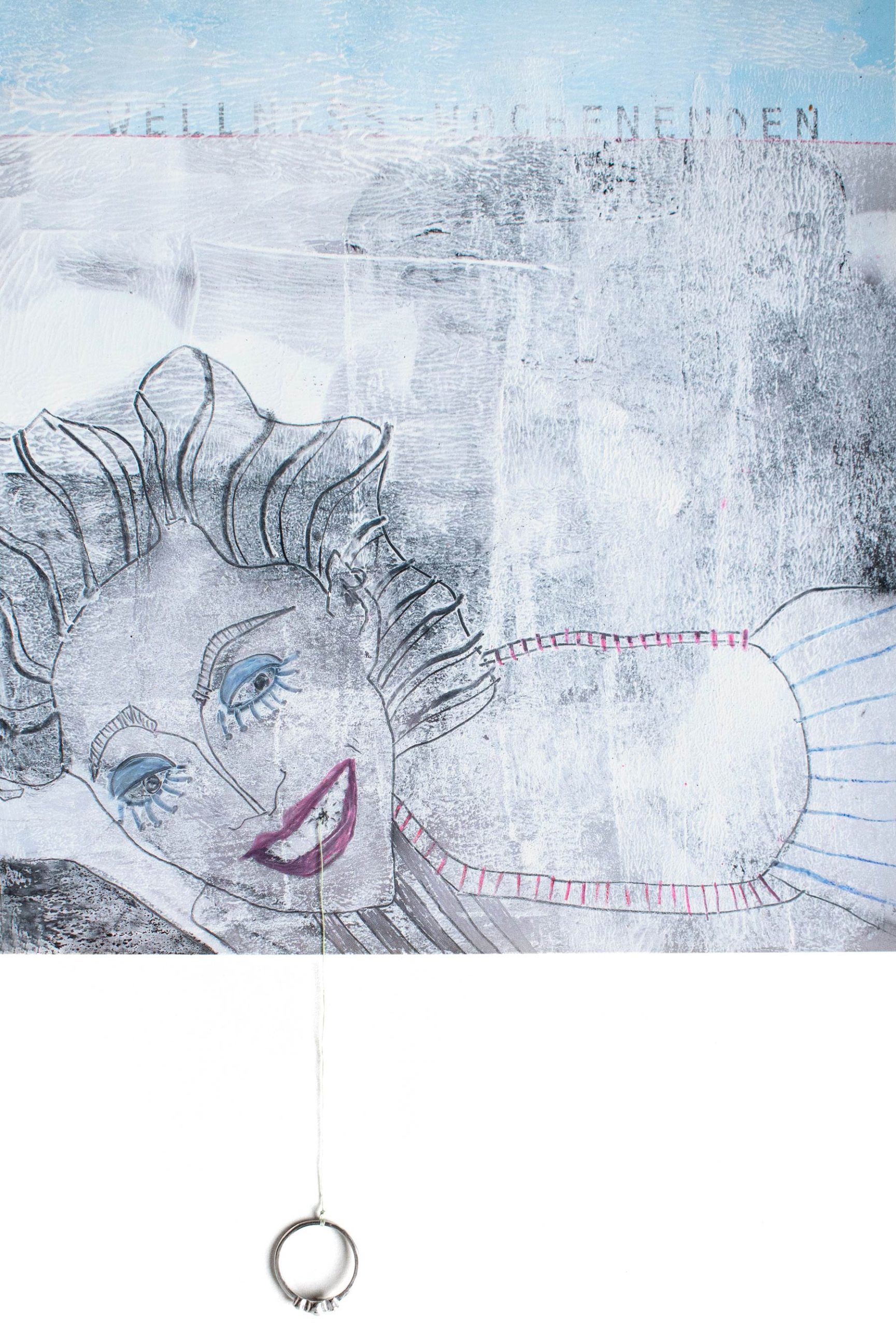 Zeichnung einer Dame mit Ring am Zahn