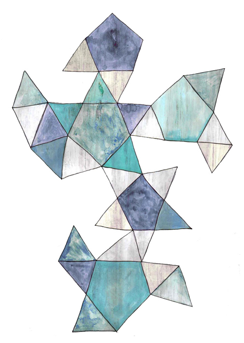 Ausgefalteter, zweidimensionaler Dodokaeder - Illustration