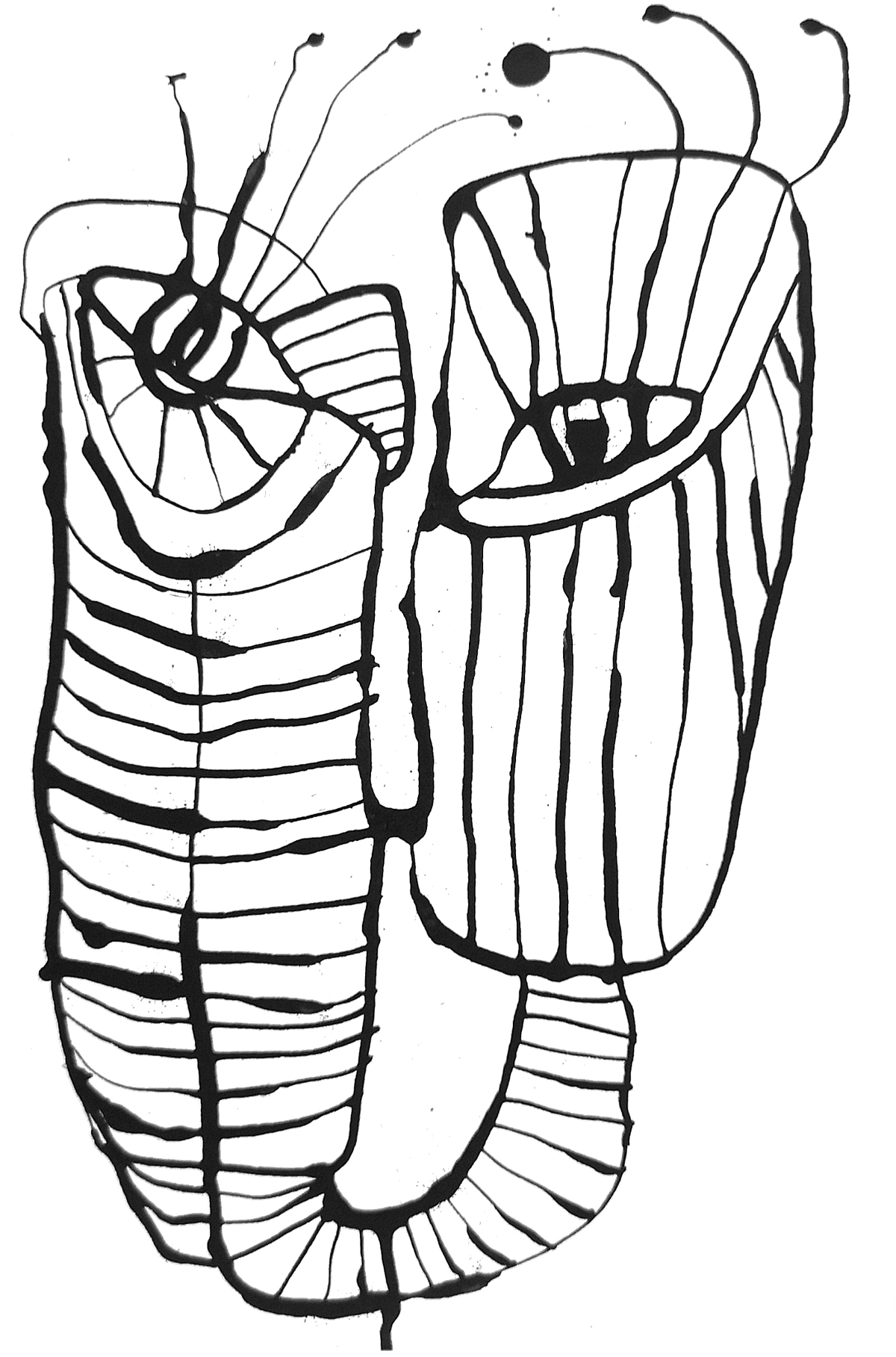 Tuschezeichnung - Figur mit Fühlern