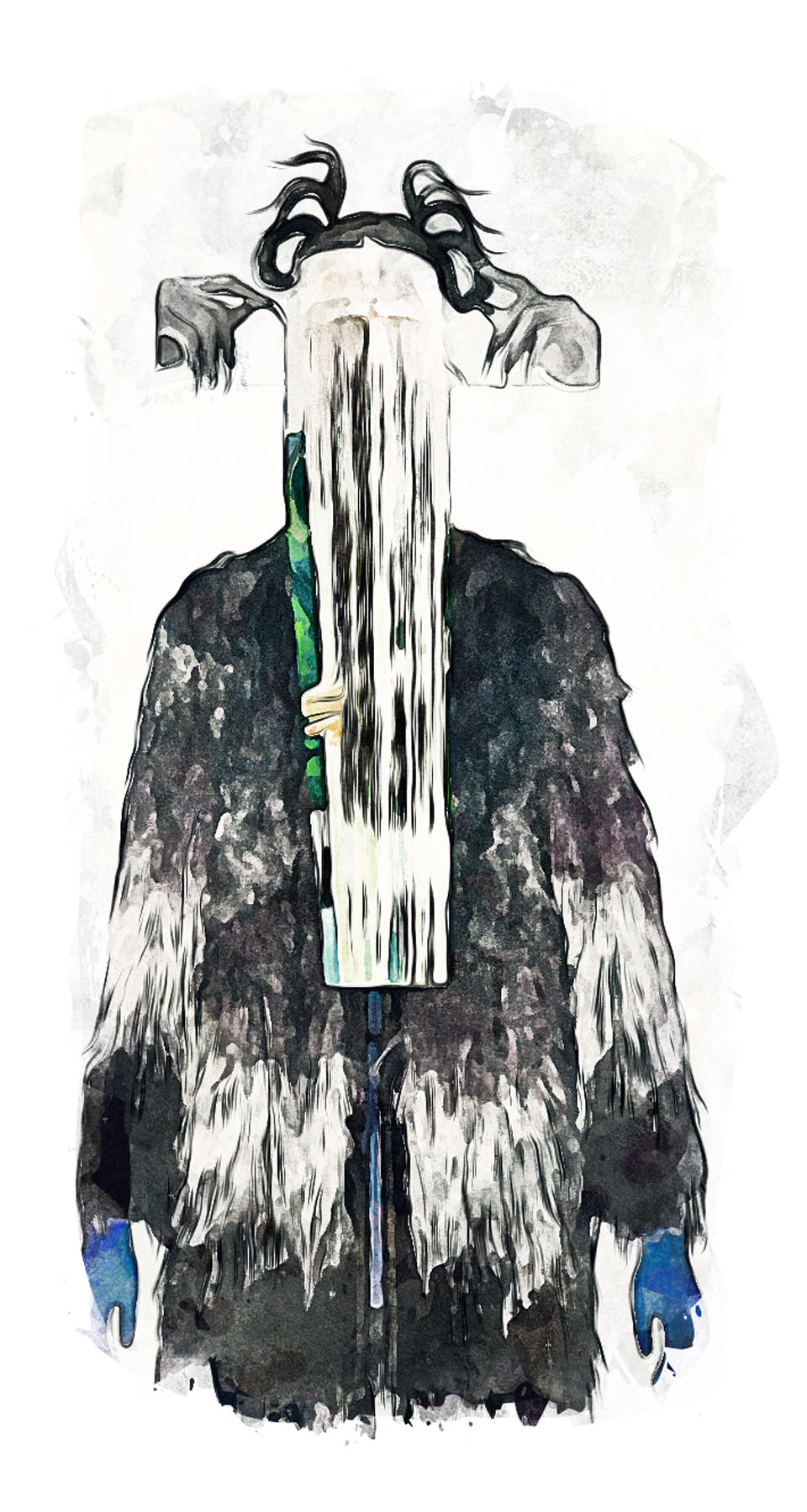 Digital Costume Design Illustration - Gesichtsmaske mit Fransen