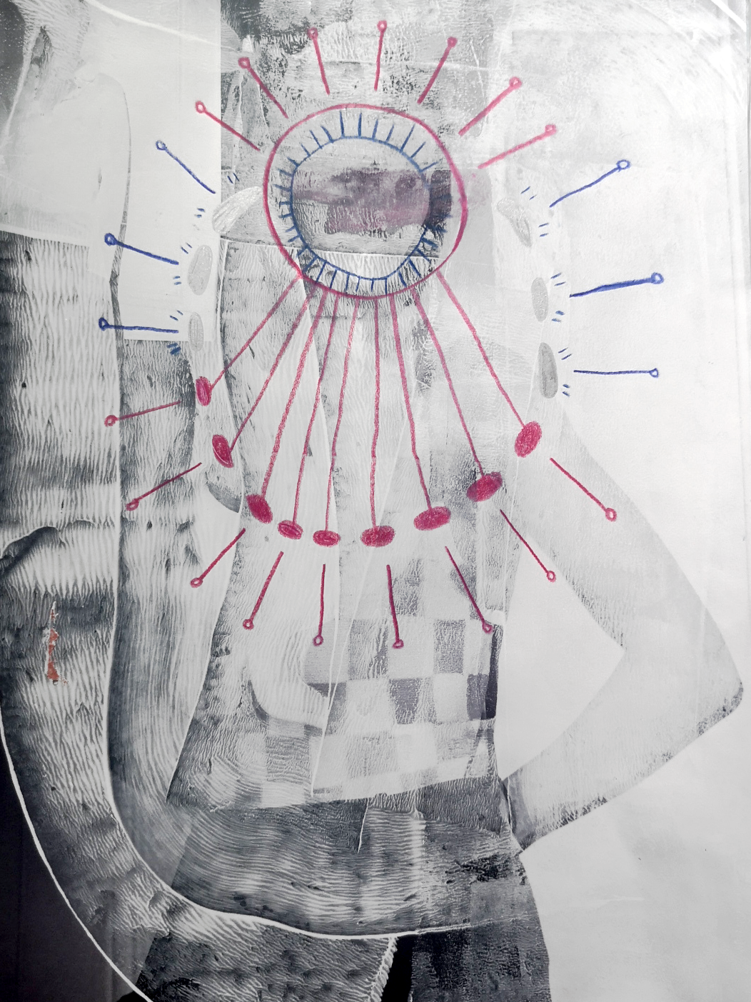 Modecollage-Übermalung in weißer Farbe