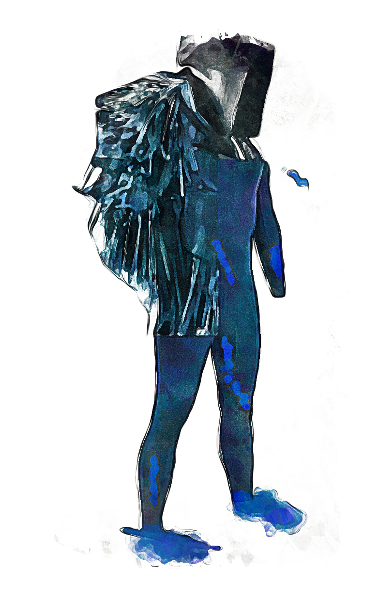 Costume Illustration of phantastical blue deep diver